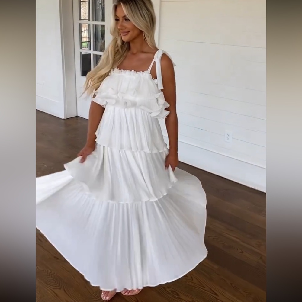 These Three Boutique- Bridal Tiered Ruffle Dress